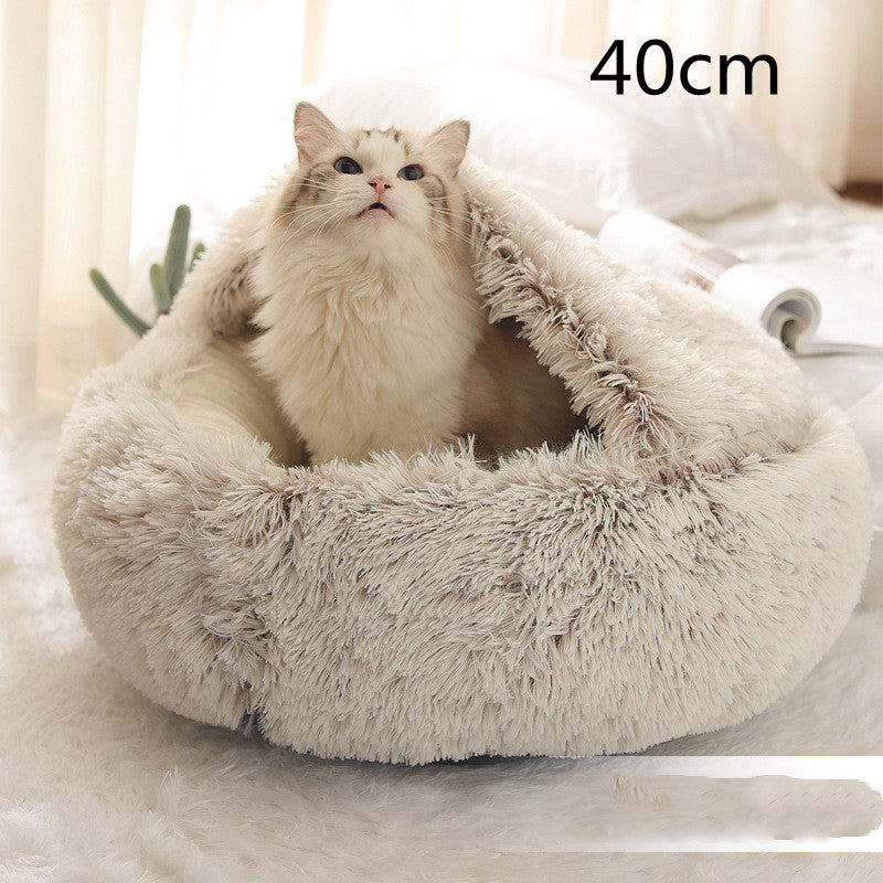 Pet Winter Round Plush Warm Bed House