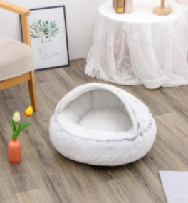 Pet Winter Round Plush Warm Bed House