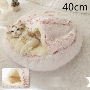 Pet Winter Round Plush Warm Bed House