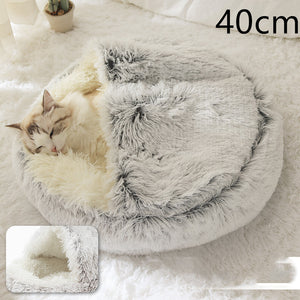 Pet Winter Round Plush Warm Bed House