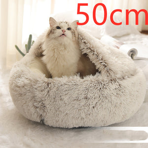 Pet Winter Round Plush Warm Bed House