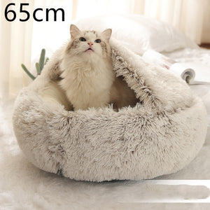 Pet Winter Round Plush Warm Bed House