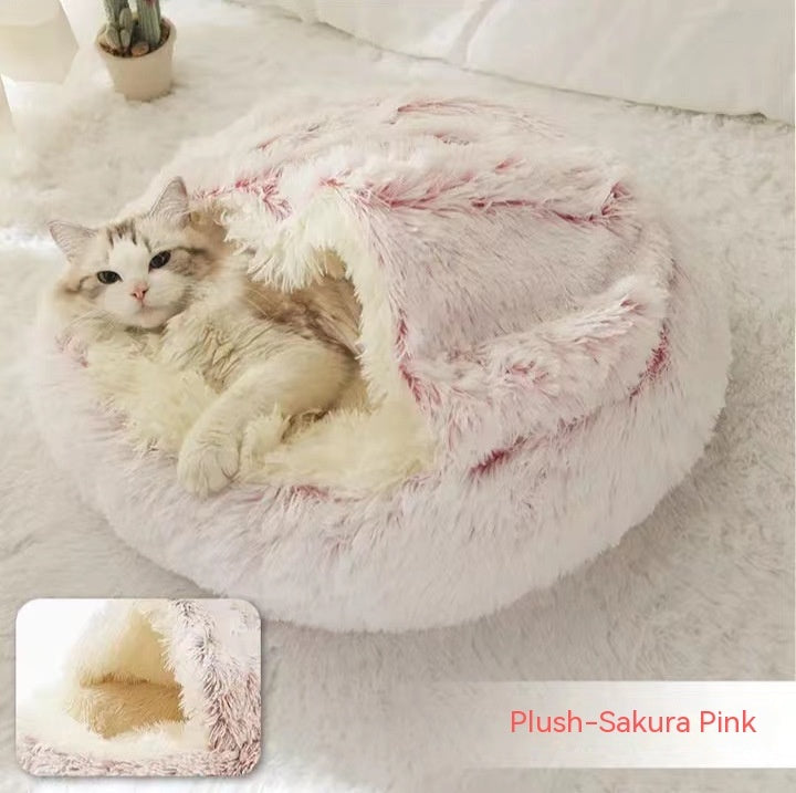 Pet Winter Round Plush Warm Bed House