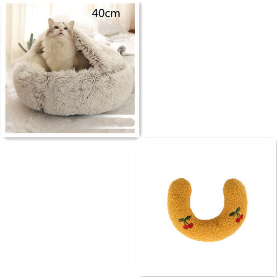 Pet Winter Round Plush Warm Bed House