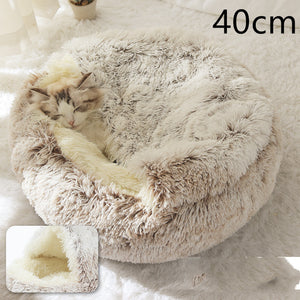 Pet Winter Round Plush Warm Bed House