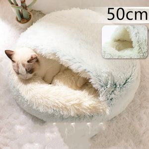 Pet Winter Round Plush Warm Bed House