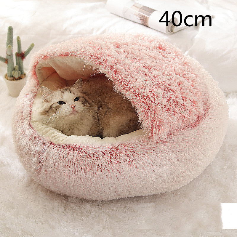 Pet Winter Round Plush Warm Bed House