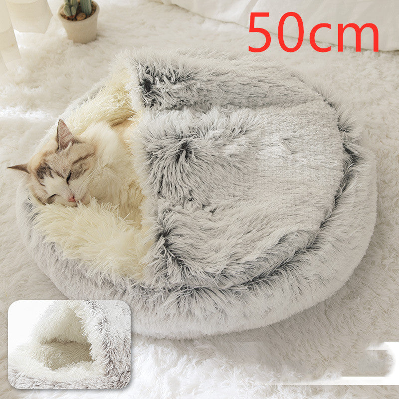 Pet Winter Round Plush Warm Bed House