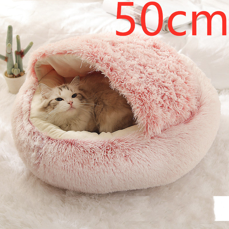 Pet Winter Round Plush Warm Bed House