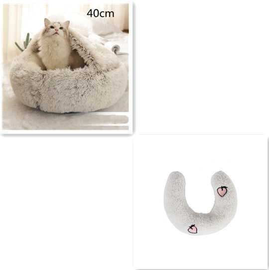 Pet Winter Round Plush Warm Bed House