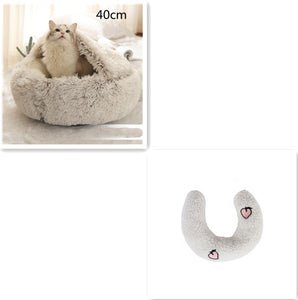 Pet Winter Round Plush Warm Bed House