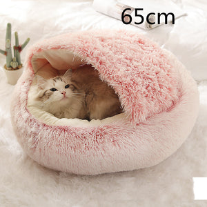 Pet Winter Round Plush Warm Bed House