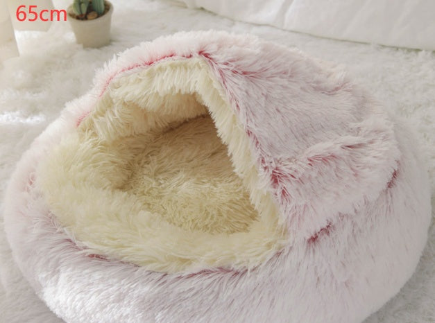 Pet Winter Round Plush Warm Bed House