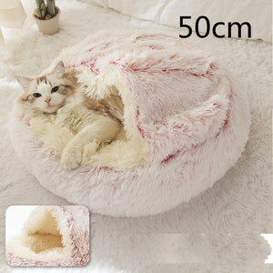 Pet Winter Round Plush Warm Bed House