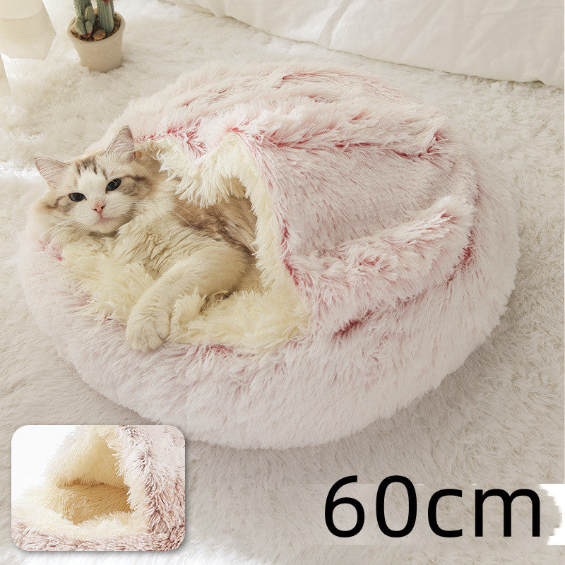 Pet Winter Round Plush Warm Bed House