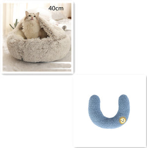 Pet Winter Round Plush Warm Bed House