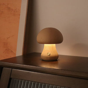 INS Wooden Cute Mushroom LED Night Light