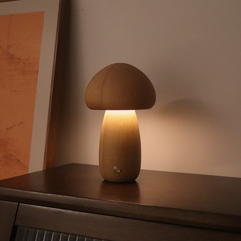 INS Wooden Cute Mushroom LED Night Light