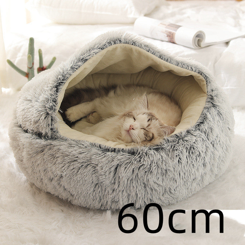 Pet Winter Round Plush Warm Bed House