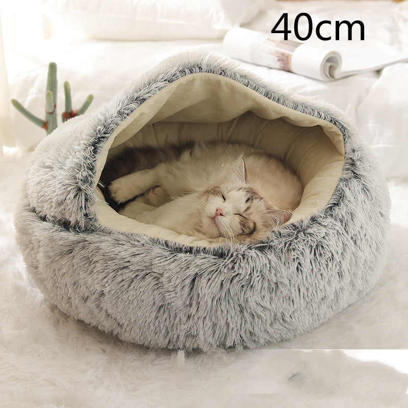 Pet Winter Round Plush Warm Bed House