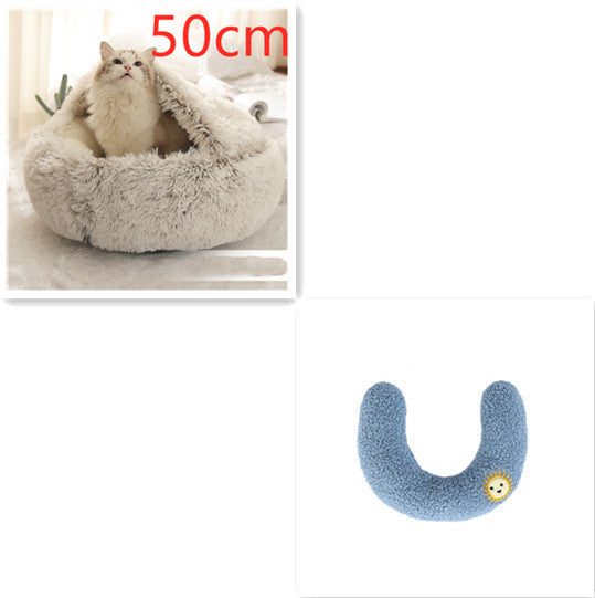 Pet Winter Round Plush Warm Bed House