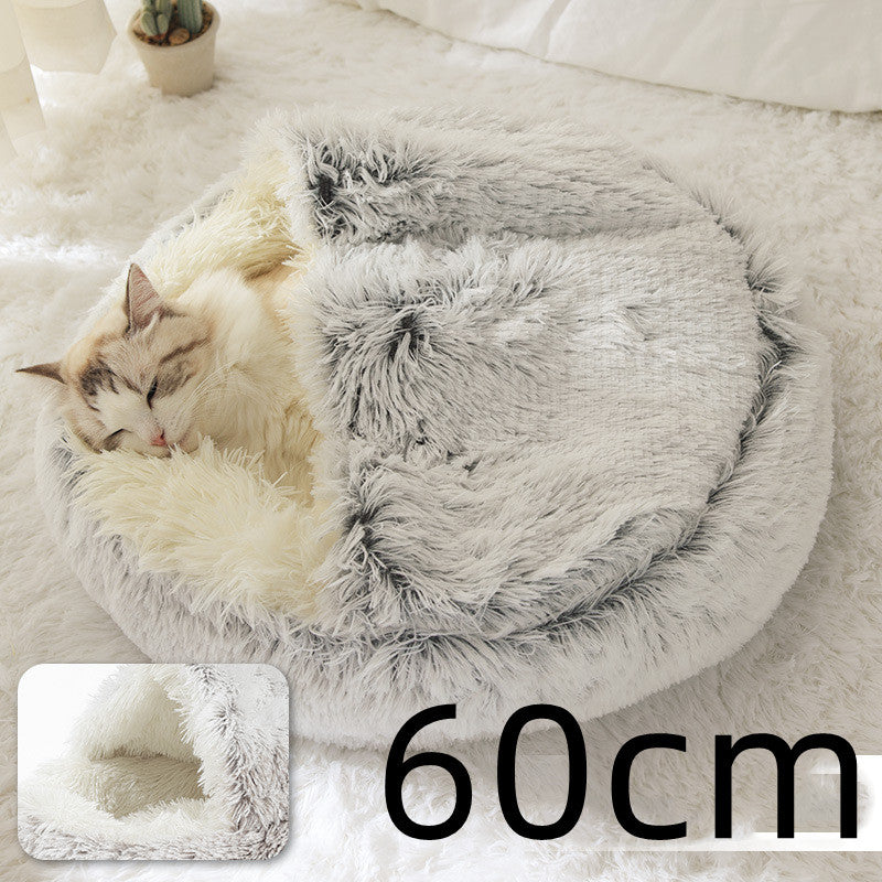 Pet Winter Round Plush Warm Bed House