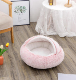 Pet Winter Round Plush Warm Bed House