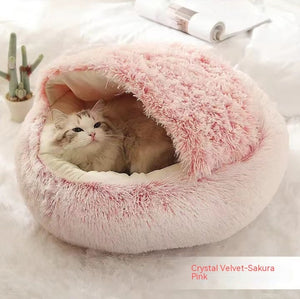 Pet Winter Round Plush Warm Bed House