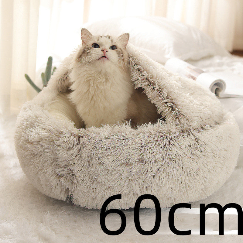 Pet Winter Round Plush Warm Bed House