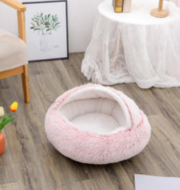 Pet Winter Round Plush Warm Bed House