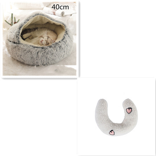 Pet Winter Round Plush Warm Bed House