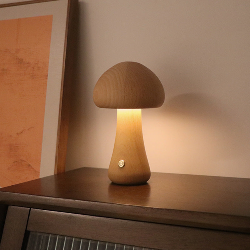 INS Wooden Cute Mushroom LED Night Light