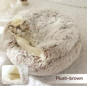 Pet Winter Round Plush Warm Bed House